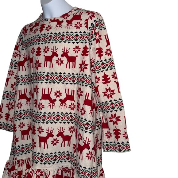 Hanna Andersson Dear Deer Reindeer Girls Dress 150 12 Christmas Holiday Red - Picture 4 of 9